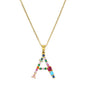 2024 New Hot Colourful Crystal AAA CZ 26 Capital Letters Pendant Necklace For Women Girl Gold Color Copper Initial Name Jewelry