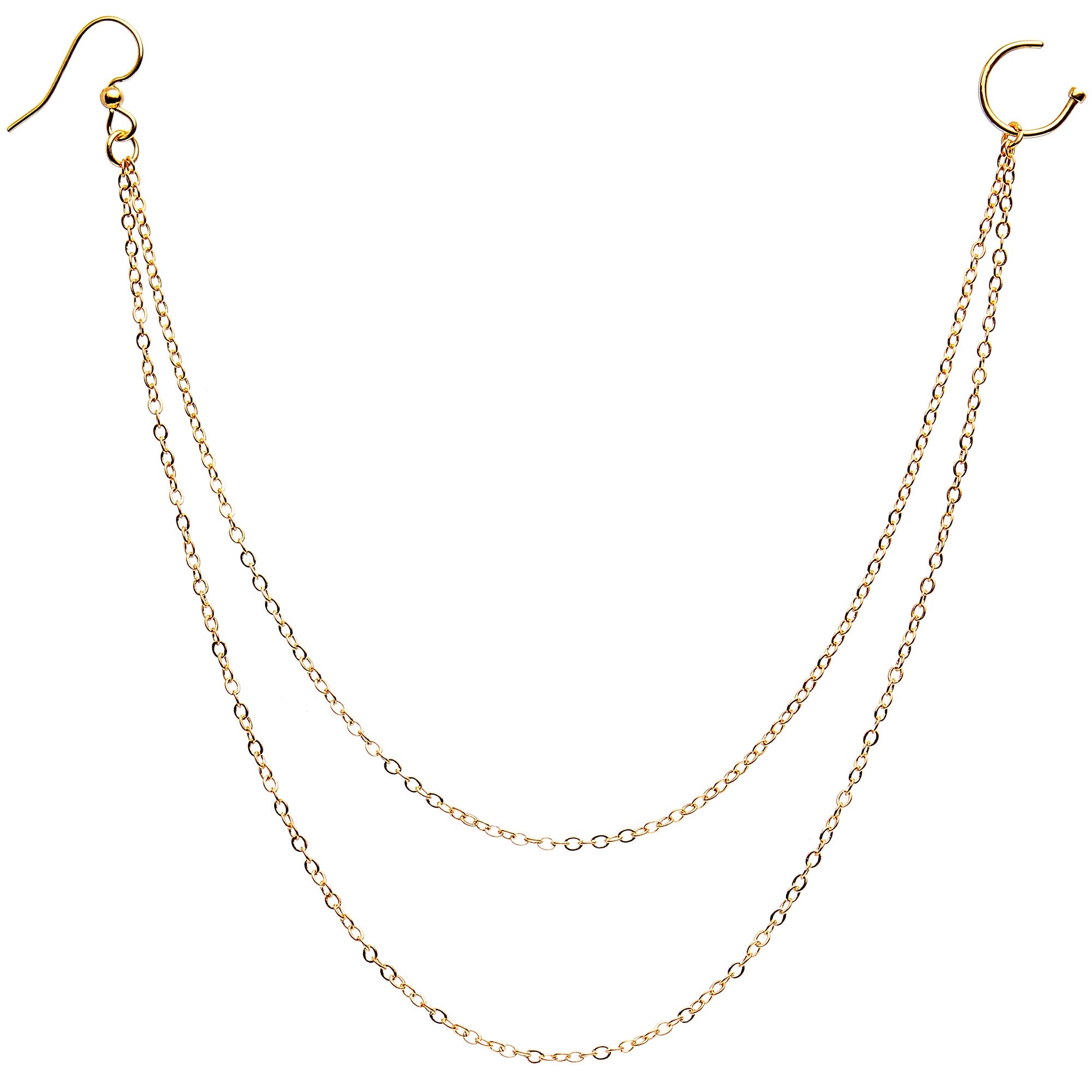 Handcrafted Pirate Booty Gold Plated Ear to Nose Chain 20G 5/16