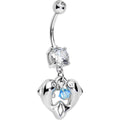 Handcrafted Clear Cubic Zirconia Double Dolphin Dangle Belly Ring