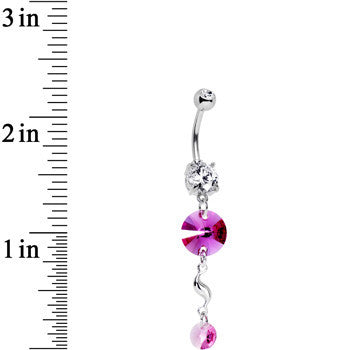 Handcrafted Pink Twist Drop Belly Ring Created with Crystals