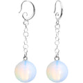 Handcrafted White Opalite Jawbreaker Dangle Fishhook Earrings