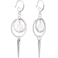 Handcrafted Moonstone Circle Spike Dangle Fishhook Earrings