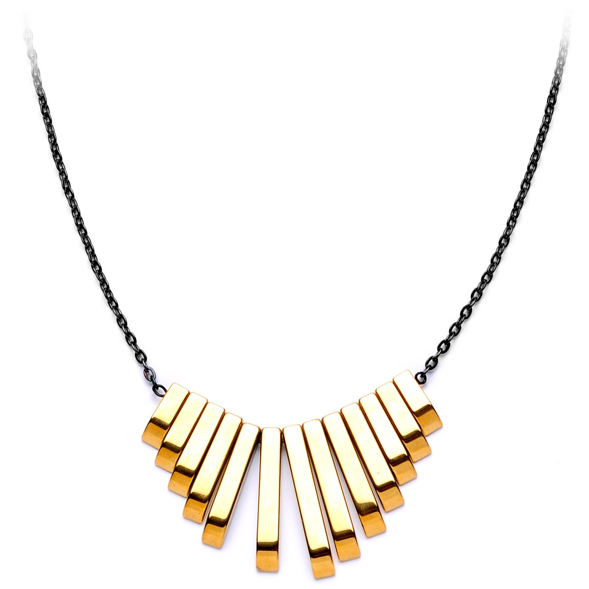 Handcrafted Natural Hematite Gunmetal Plated Chain Necklace