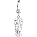 Handcrafted Clear Gem Pentagram Spider Dangle Belly Ring