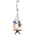 Handmade Ocean Gifts Dangle Belly Ring Created with Crystals