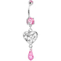 Handcrafted Heart Dangle Belly Ring Created with Crystals