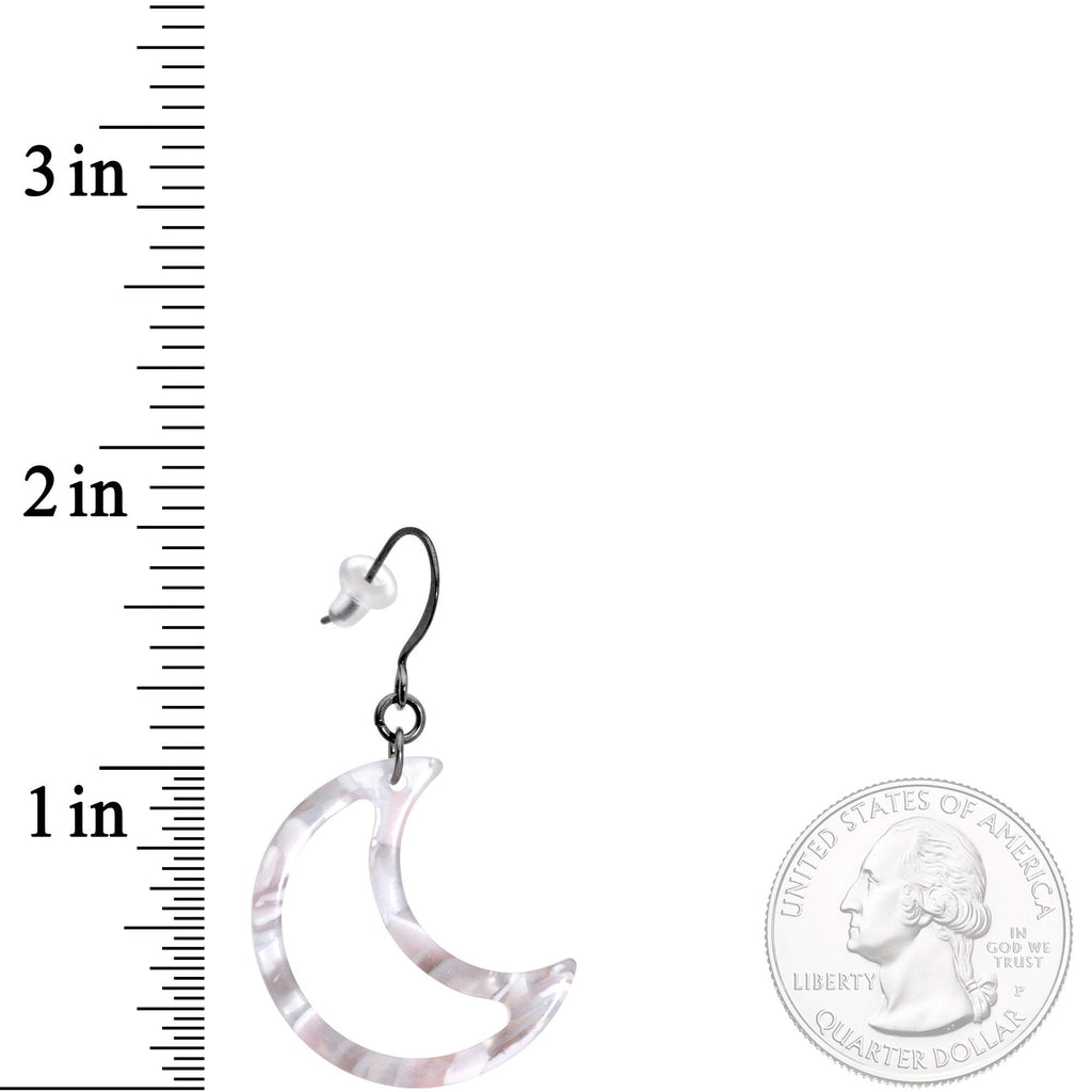 Handcrafted Gunmetal Plated Crescent Moon Fishhook Dangle Earrings
