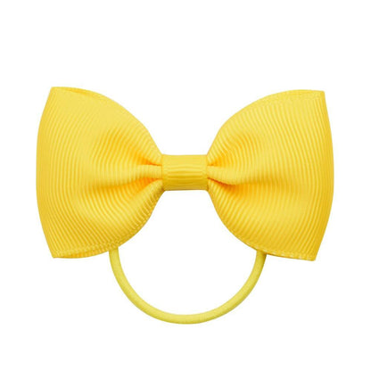Luxury Handamde Small Baby Elastic Rubber band Head rope Mini Solid Ribbon Bow Tie For Girls Hair Accessories