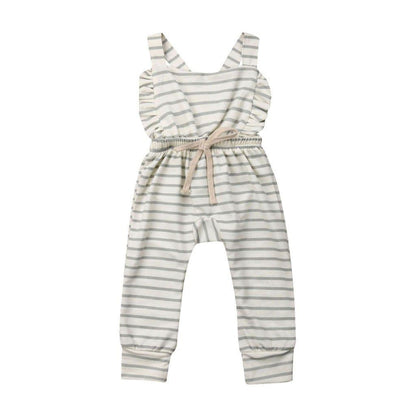 Newborn Baby Girl Boy Backless Striped Ruffle Romper Overalls Jumpsuit Clothes In Retro Syle For Boys And Girls