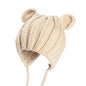 Luxury Modern Baby Knitted Winter Hat with Ears Cartoon Lace-up Children Kids Baby Bonnet Cap In Winter Cozy Style