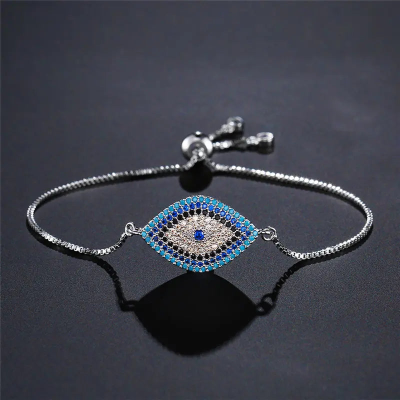 NEWBUY 2026 Trendy Turkish Gold Color Evil Eye Bracelet Adjustable AAA CZ Pave Setting Female Luckry Party Jewelry Gift