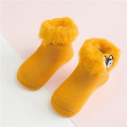 Winter Luxury Cozy Baby 3D Cartoon Embroidery Warm Thick Newborn Socks For Baby Girls and Boys In Elegant Comfortable Fashion Design