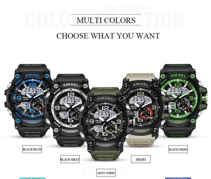NEW Sport Analog-Digital Watch For Men and Woman  Waterresistant 50M Professional Waterproof Quartz Large Dial Military Wristwatches  With Night Mode