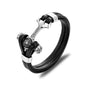 New Elegant Fashion Multi-Layer Leather Luxury Stainless Steel Charm Bracelet Skull Compass Anchor Couple Survival Bracelets Bangles Cool For Men And Women