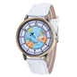 Fashion Casual Watches Women Casual Wristwatch Personality World Map With Airplane Pattern Cowboy Band Quartz Watch For Woman  and Girls
