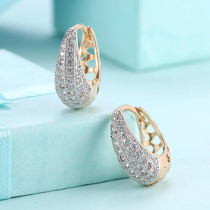 Aravant 925 Silver 18K Gold Zircon Crystal Hoop Earrings For Women Wedding Fashion Jewelry