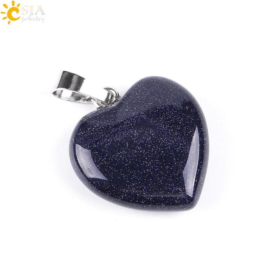 Natural Stone Heart Pendant Necklace | Crystal Healing Jewelry for Women