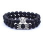 Classic Vintage Elegant Lion Head and Luxury Crown Charm Bracelet Natural Lava Stone Beads Amazing Bracelet Great For Men Fashion Jewelry