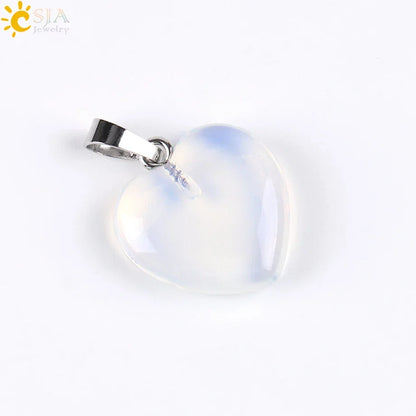 CSJA Natural Stone Heart Necklace | Crystal Healing Pendant for Women