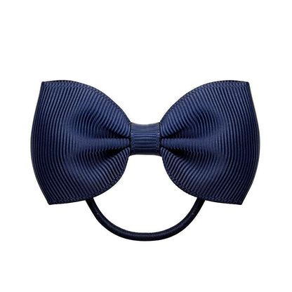 Luxury Handamde Small Baby Elastic Rubber band Head rope Mini Solid Ribbon Bow Tie For Girls Hair Accessories