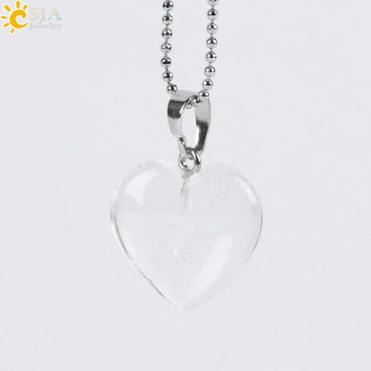 Natural Stone Heart Pendant Necklace | Crystal Healing Jewelry for Women