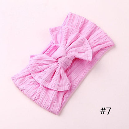 Modern Braid Nylon Bow Knot Solid Wide Nylon Headbands Turban Baby Girls Head Wrap For Girls