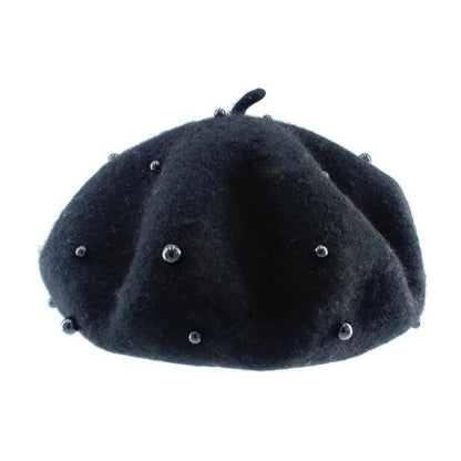 Modern Art Wool Baby Hat with Pearls Cat Candy Color Retro Baby Girl Cap Kids Beret Hats for Girls
