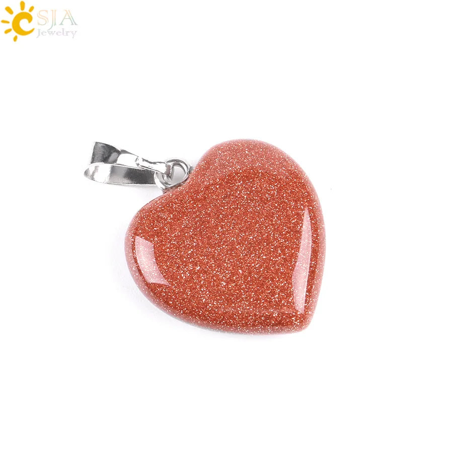 Natural Stone Heart Pendant Necklace | Crystal Healing Jewelry for Women