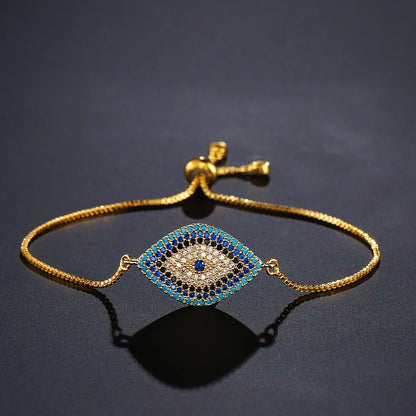 NEWBUY 2026 Trendy Turkish Gold Color Evil Eye Bracelet Adjustable AAA CZ Pave Setting Female Luckry Party Jewelry Gift