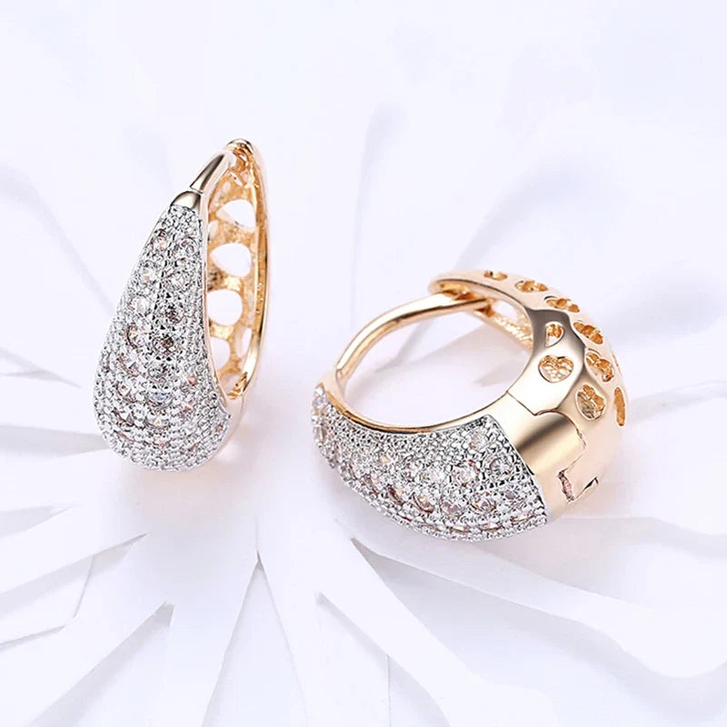 Aravant 925 Silver 18K Gold Zircon Crystal Hoop Earrings For Women Wedding Fashion Jewelry