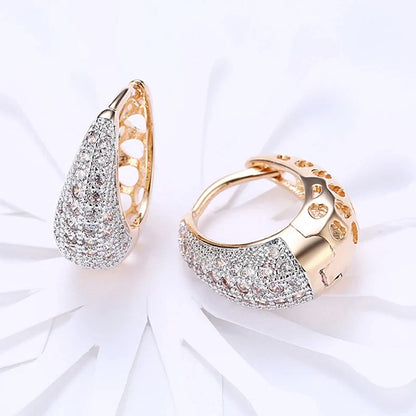 Aravant 925 Silver 18K Gold Zircon Crystal Hoop Earrings For Women Wedding Fashion Jewelry
