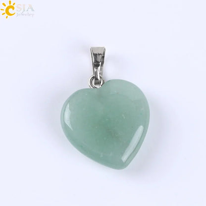 CSJA Natural Stone Heart Necklace | Crystal Healing Pendant for Women