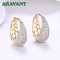 Aravant 925 Silver 18K Gold Zircon Crystal Hoop Earrings For Women Wedding Fashion Jewelry