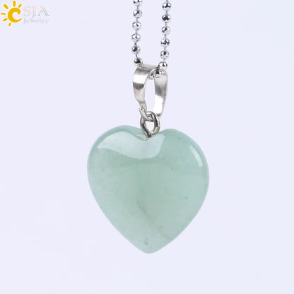 Natural Stone Heart Pendant Necklace | Crystal Healing Jewelry for Women