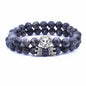 Classic Vintage Elegant Lion Head and Luxury Crown Charm Bracelet Natural Lava Stone Beads Amazing Bracelet Great For Men Fashion Jewelry