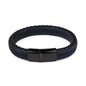 Handmade Luxury Modern Leather Black Blue Braided Leather Bracelet for Men Stainless Steel Design
