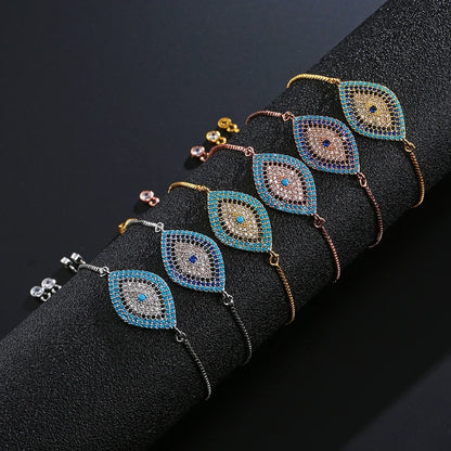 NEWBUY 2026 Trendy Turkish Gold Color Evil Eye Bracelet Adjustable AAA CZ Pave Setting Female Luckry Party Jewelry Gift