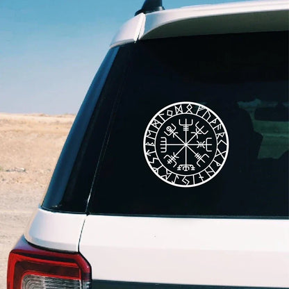 Viking Protection Runes Vegvisir Compass Talisman Red Vinyl Decal | Car and Laptop Decorative Sticker