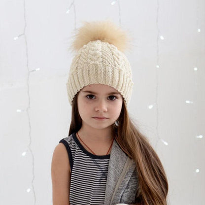 Winter Warm Baby Hat Fur Pompom Knitted Baby Hat Cap Infant Toddler Kids Hat Beanie In Modern Designer Style