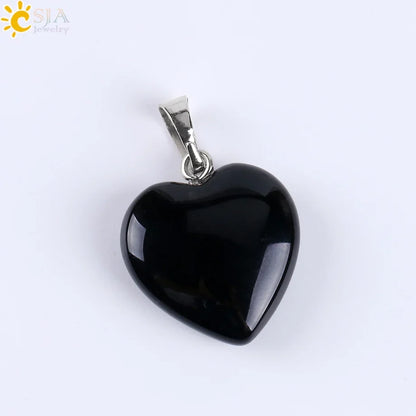 CSJA Natural Stone Heart Necklace | Crystal Healing Pendant for Women