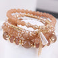 DIEZI Korean Trendy Multicolor Green Crystal Beads Rope Bracelets Women Girls Elastic Tassel Wrap Bracelet Pulseira Feminina