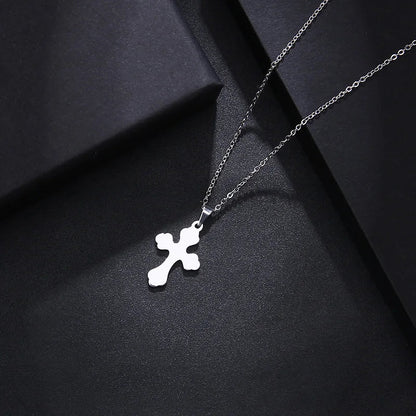 DOTIFI Stainless Steel Necklace For Women Man Lover's Sharp Cross Gold Color Pendant Necklace Engagement Jewelry
