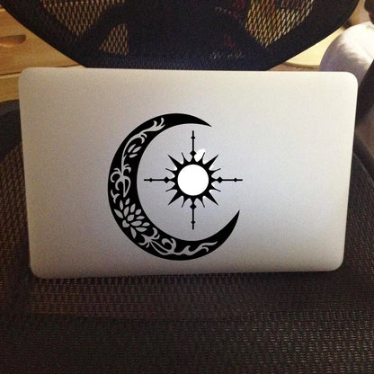 Sun Compass Crescent Moon Vinyl Sticker Decal | Car and Laptop Decor