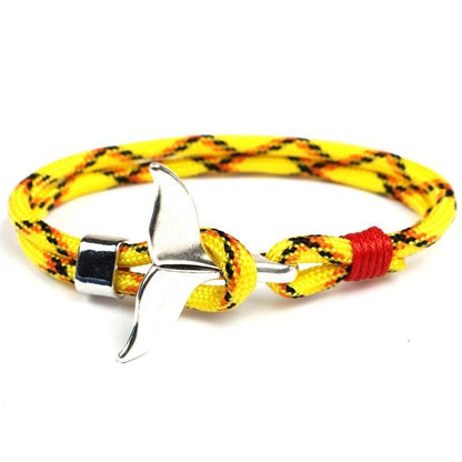 Fashion Whale Tail  Bracelets For Men And Women Charm  Survival Rope Chain  Bracelet Male Wrap Metal Hooks