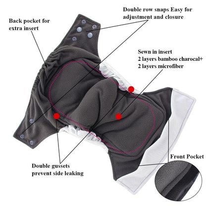 All-In-One  Cloth Diaper for Baby Bamboo Charcoal Eco-friendly Baby Cloth Diaper