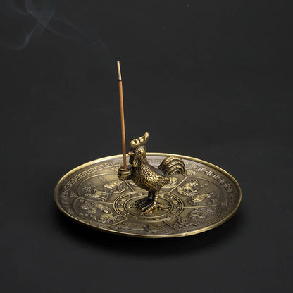 PINNY Metal Chinese Zodiac Incense Holder | Mini 12 Animals Stick Incense Base