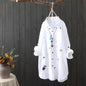 Plus size Cotton Embroidery women loose long white shirts casual ladies blouse