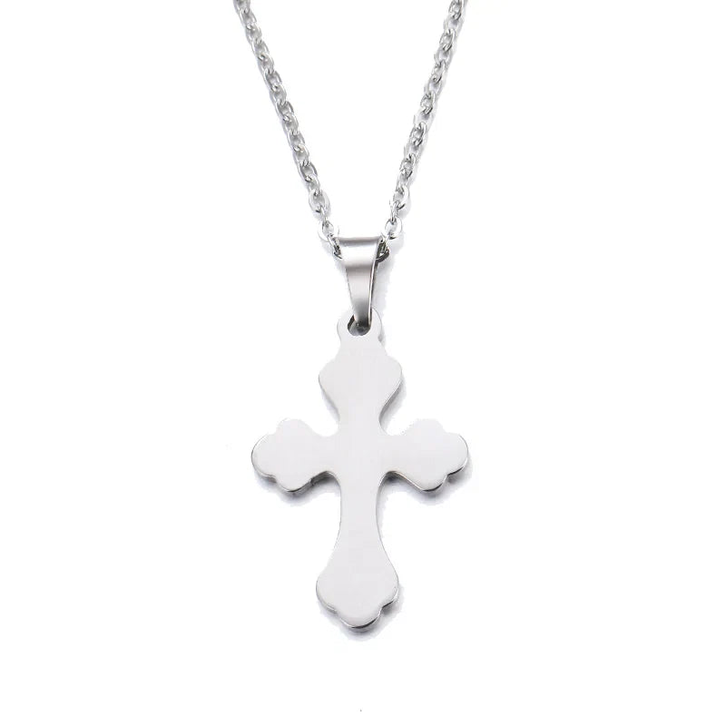 DOTIFI Stainless Steel Necklace For Women Man Lover's Sharp Cross Gold Color Pendant Necklace Engagement Jewelry