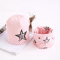 Star Print Cotton Hat And Scarf  Baby Beanie Kids Caps Children's Accessories For Boys and Girls