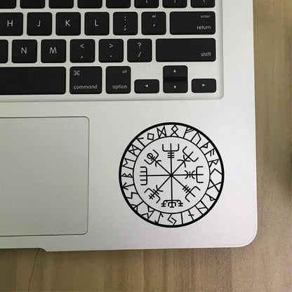 Viking Protection Runes Vegvisir Compass Talisman Red Vinyl Decal | Car and Laptop Decorative Sticker